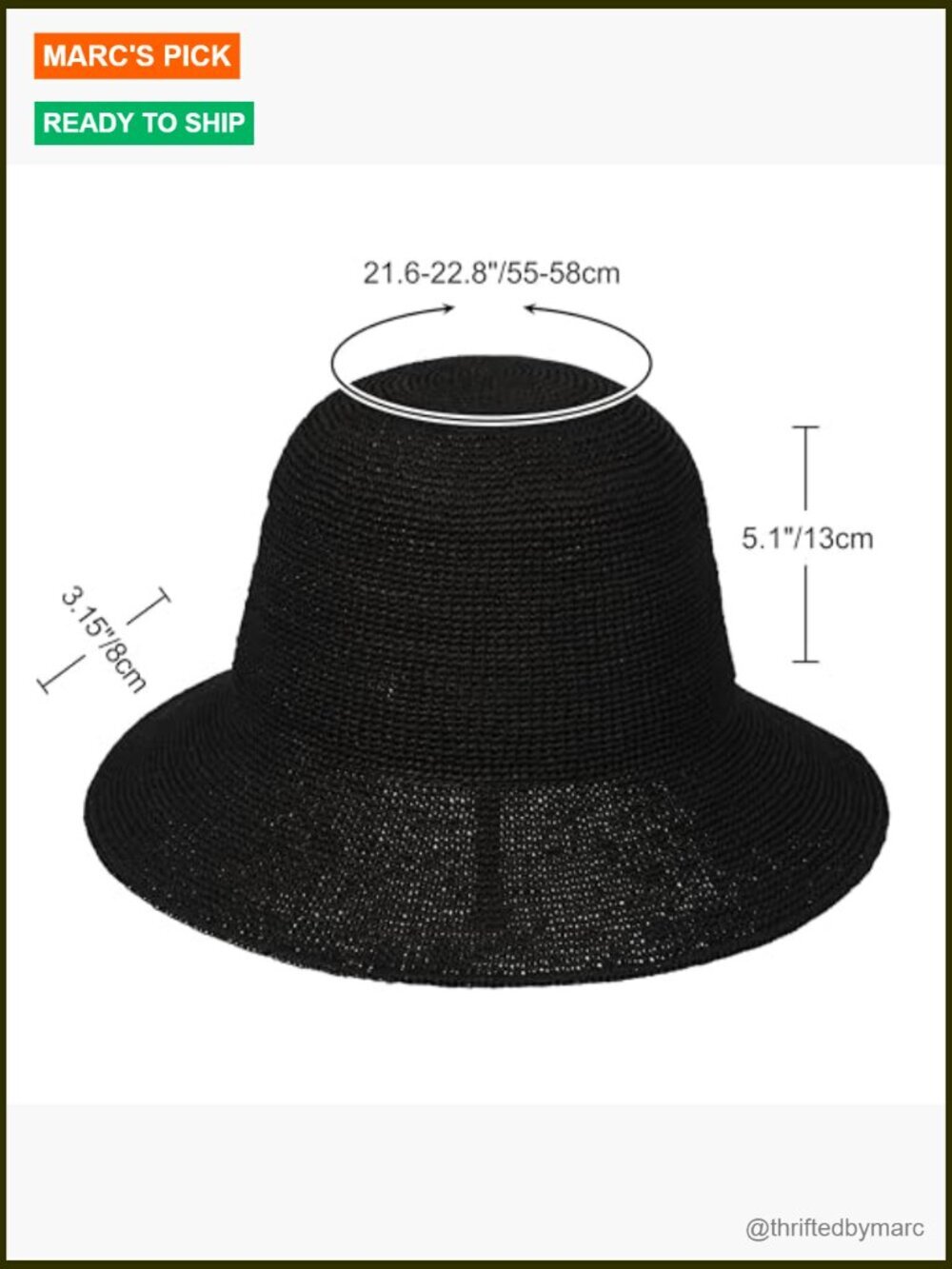 Hand Woven Straw Bucket Hat UPF 50+ Foldable Travel Sun Hat - Picture 3 of 7